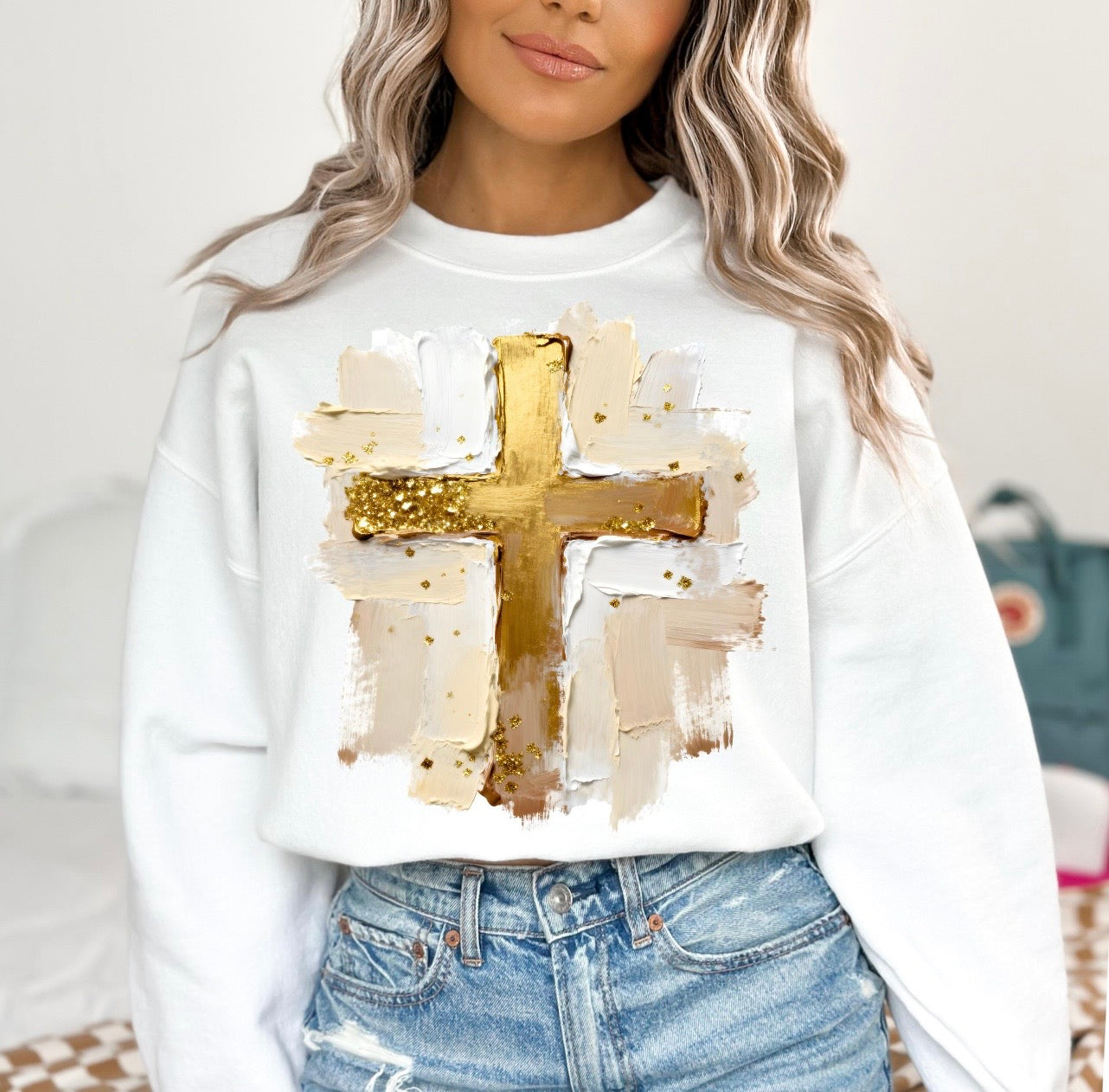 Gold Brush Stroke Cross