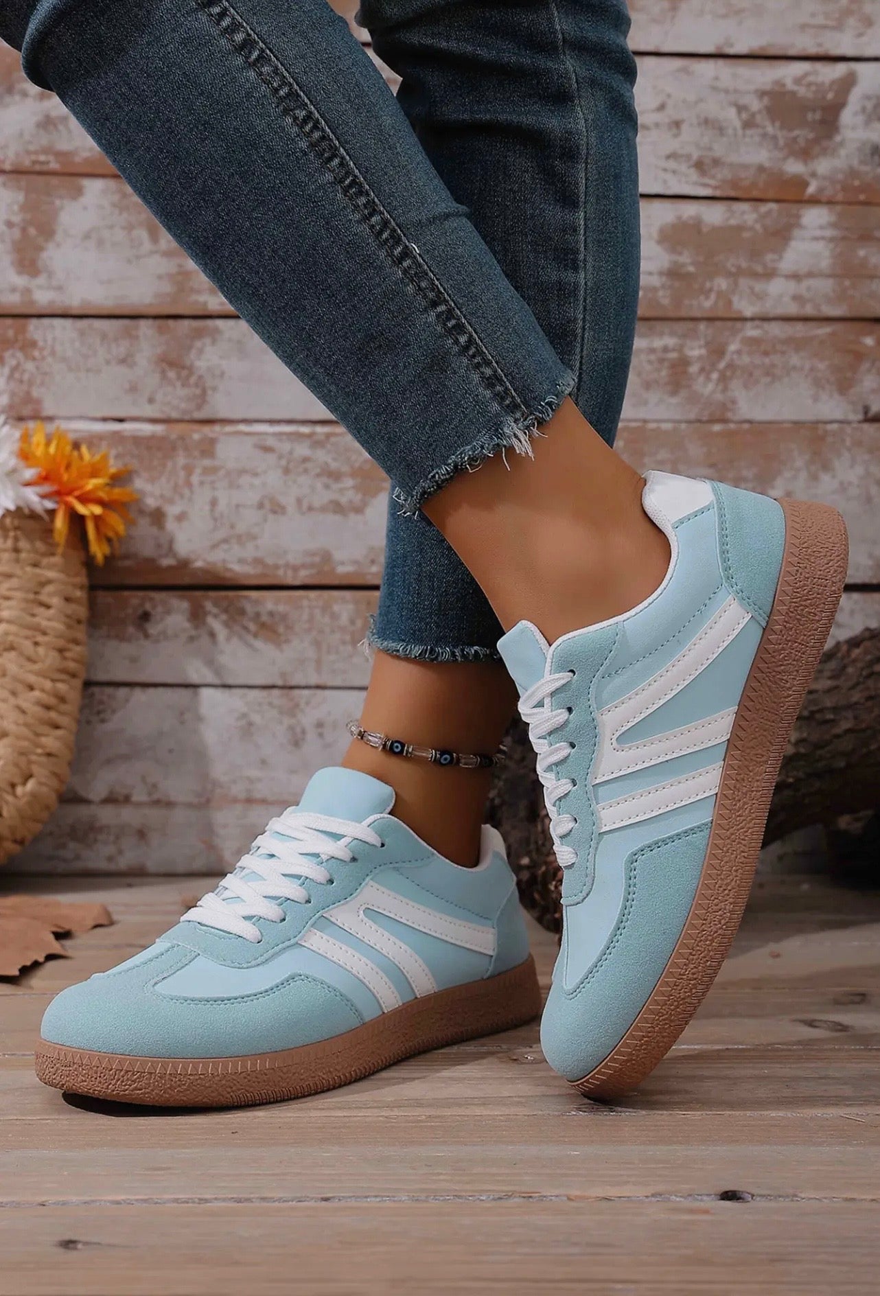 Faux Suede Pu Leather Lace-Up Shoes