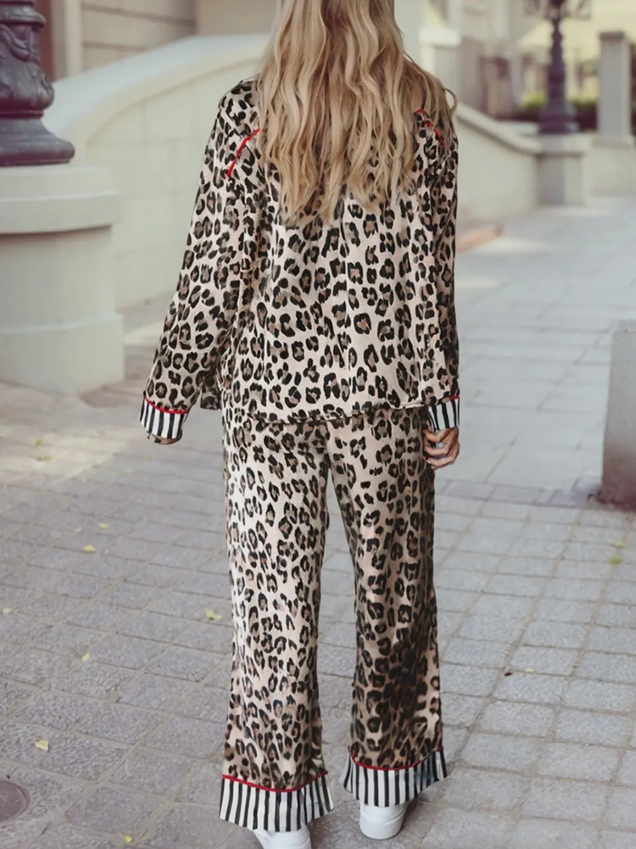 Leopard Striped Edge PJ Set