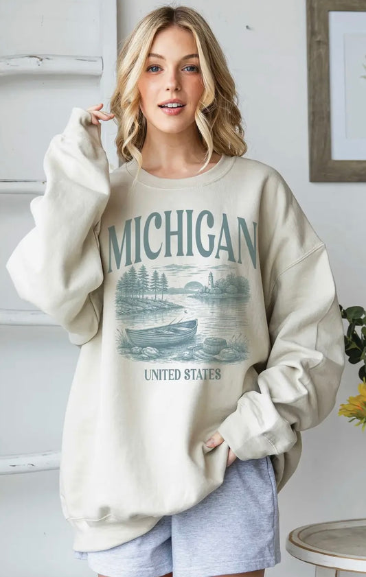 Michigan Oversized Graphic Crew